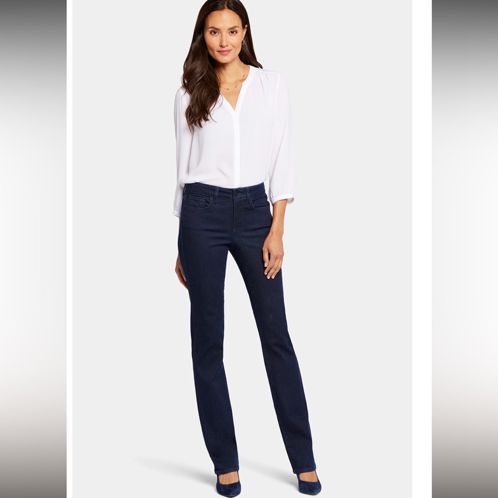 NYDJ MARYLIN STRAIGHT JEANS SIZE 0 DARK WASH